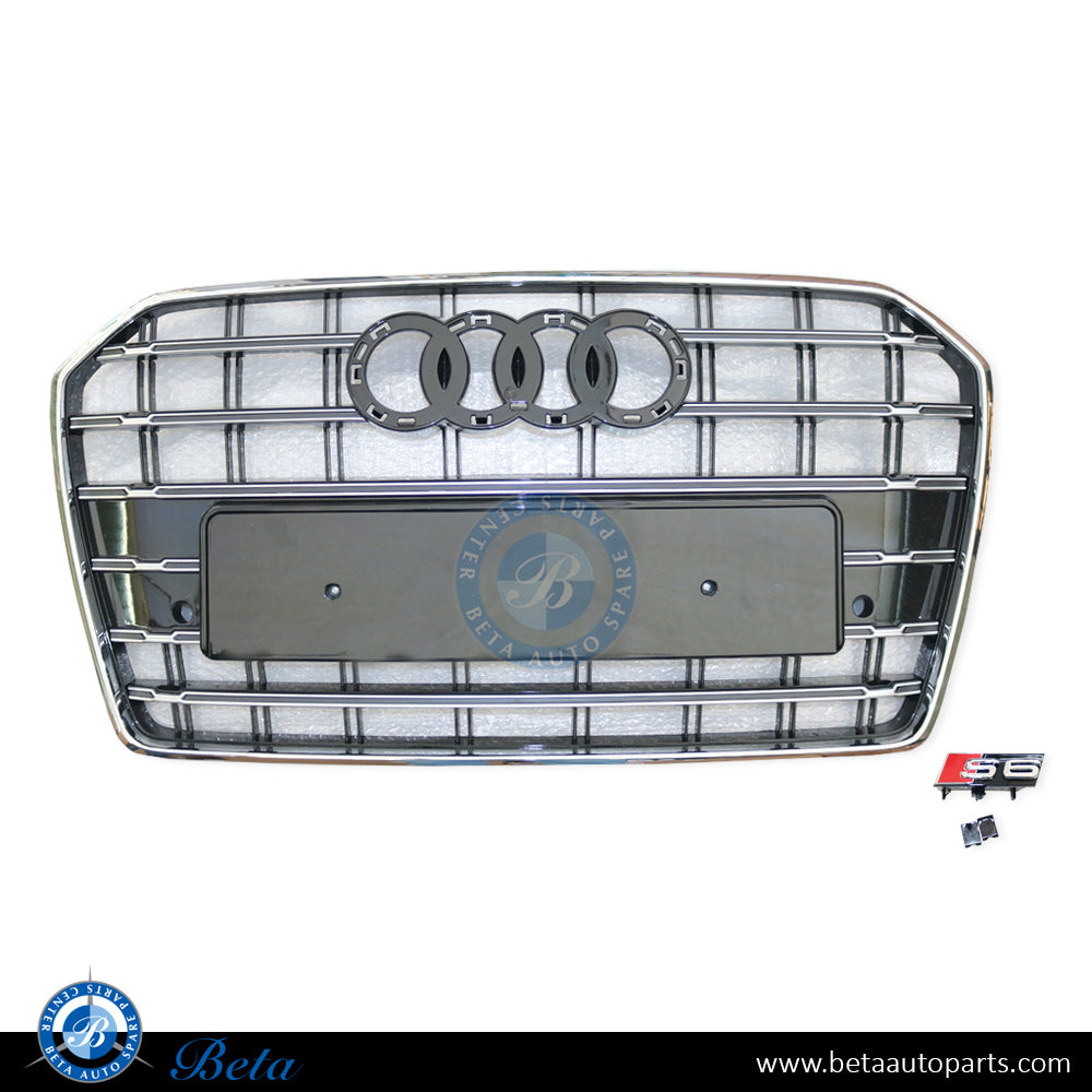 Grille S6 Look Black and Chrome color for Audi A6 2015-2018 models, Part Number 4G0853651BT Grille S6 Look Black and Chrome color for Audi A6 2015-2018 models, Part Number 4G0853651BT